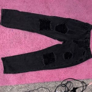 Baggy black distressed jeans